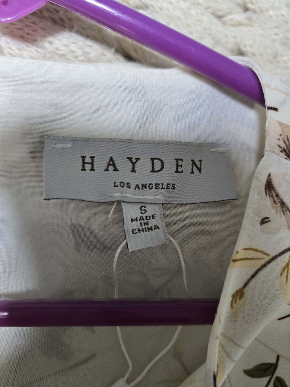 Hayden Cream Floral Midi Dress with Brown & Gray Accents - Picture 3 of 3